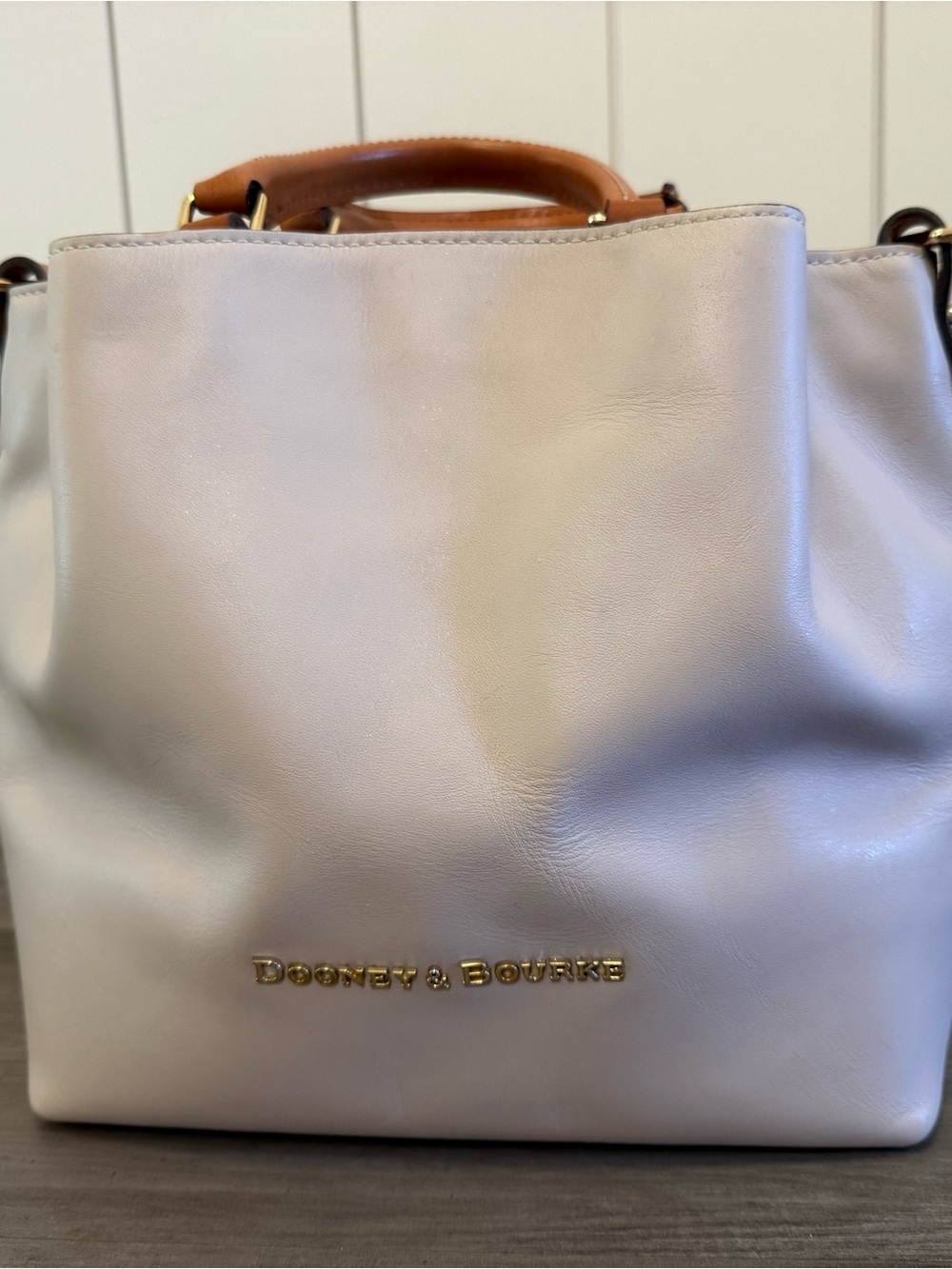 Dooney & Bourke Smooth Leather City Barlow Bag with Tan Top Handle